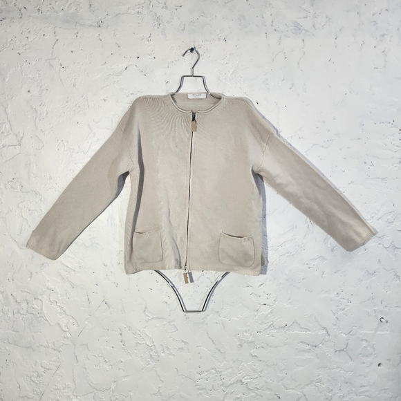 TONET Carella minimalist  neutral zip up cardigan sweater size 42 EU 6 US - Picture 8 of 15